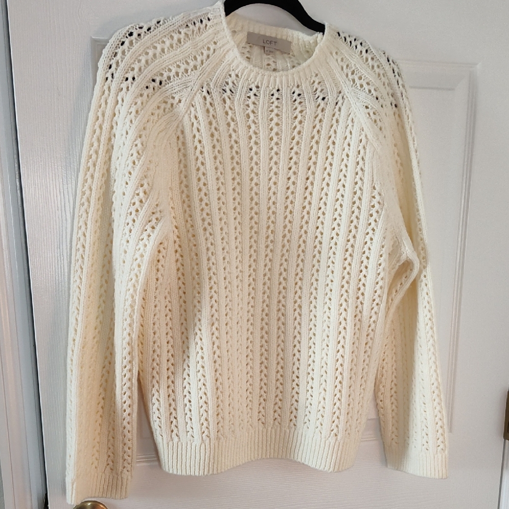 LOFT Ivory Textured Knit Sweater